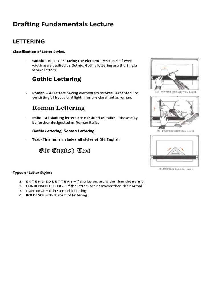 Drafting Fundamentals Lecture: Gothic Lettering | PDF