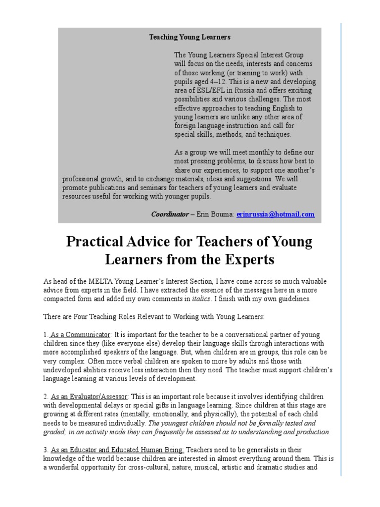 Effective Strategies for Teaching Young Learners | PDF | Teachers ...