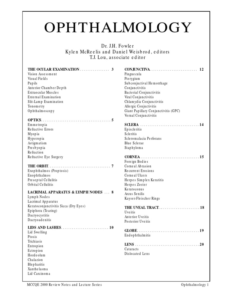 Ophthalmology Examination Overview | PDF | Cornea | Human Eye