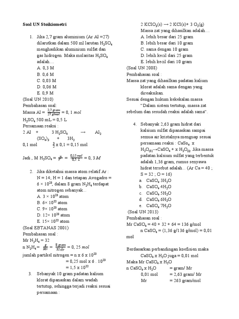 358581351 Soal Stoikiometri Dan Pembahasan