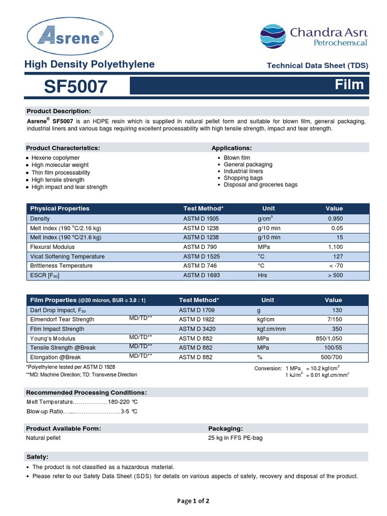 TDS Pe 008 Up4806h PDF Packaging And Labeling Polyethylene