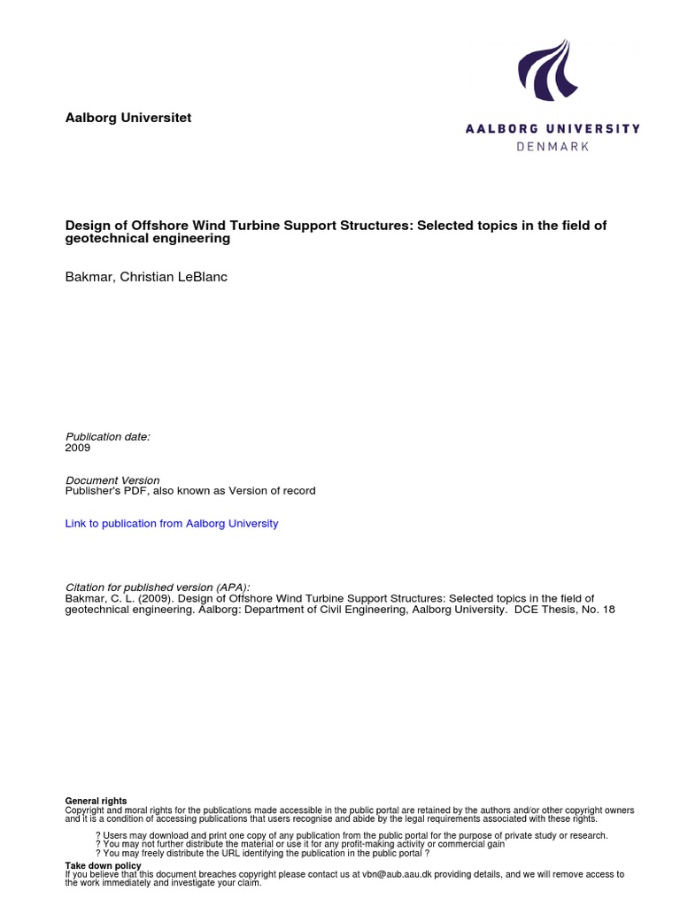 Design of Offshore Wind Turbine Support Structures, DCE Thesis, 2009 ...