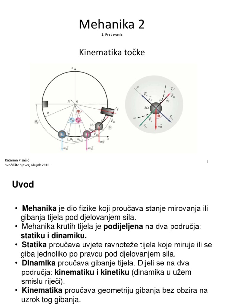 M2 Predavanje 1 Kinematika | PDF