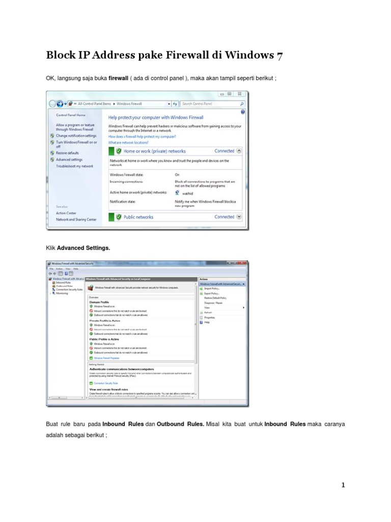 Cara Memblokir IP di Windows Firewall | PDF