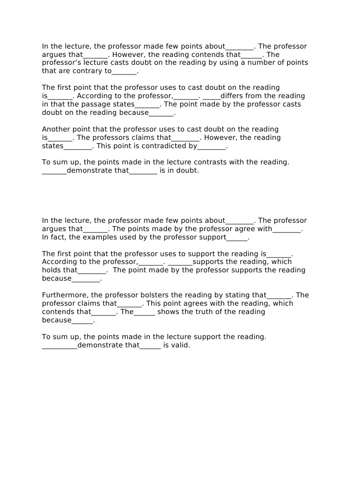 TOEFL Writing Template