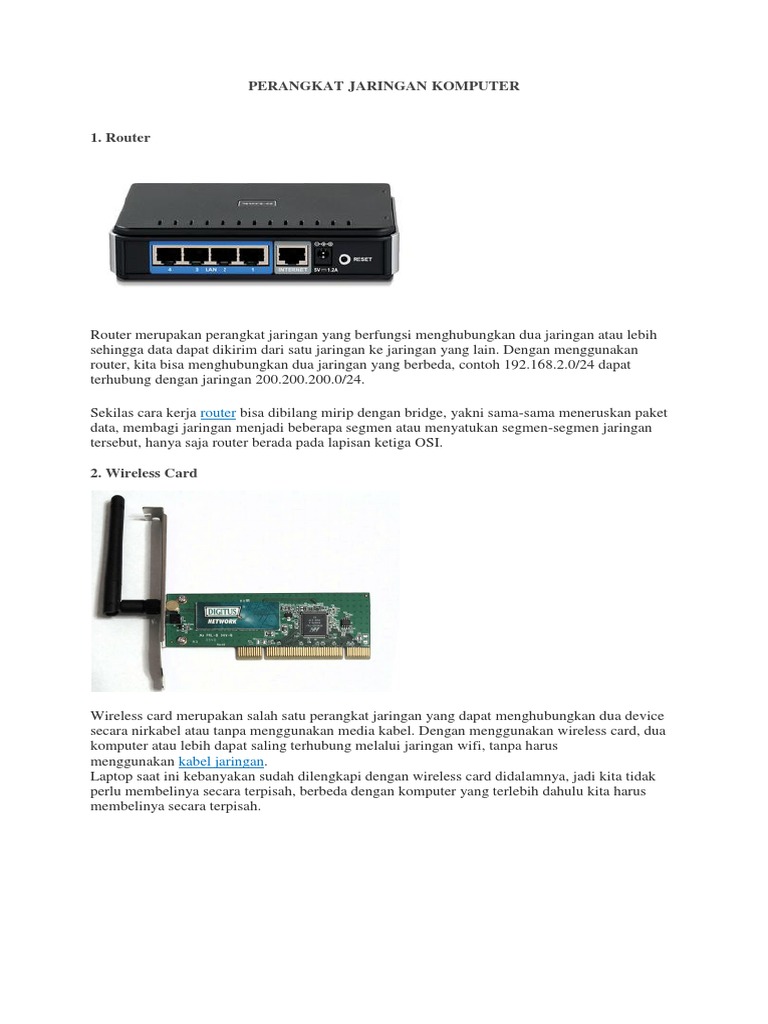 Perangkat Jaringan Komputer Dan Fungsinya Pdf