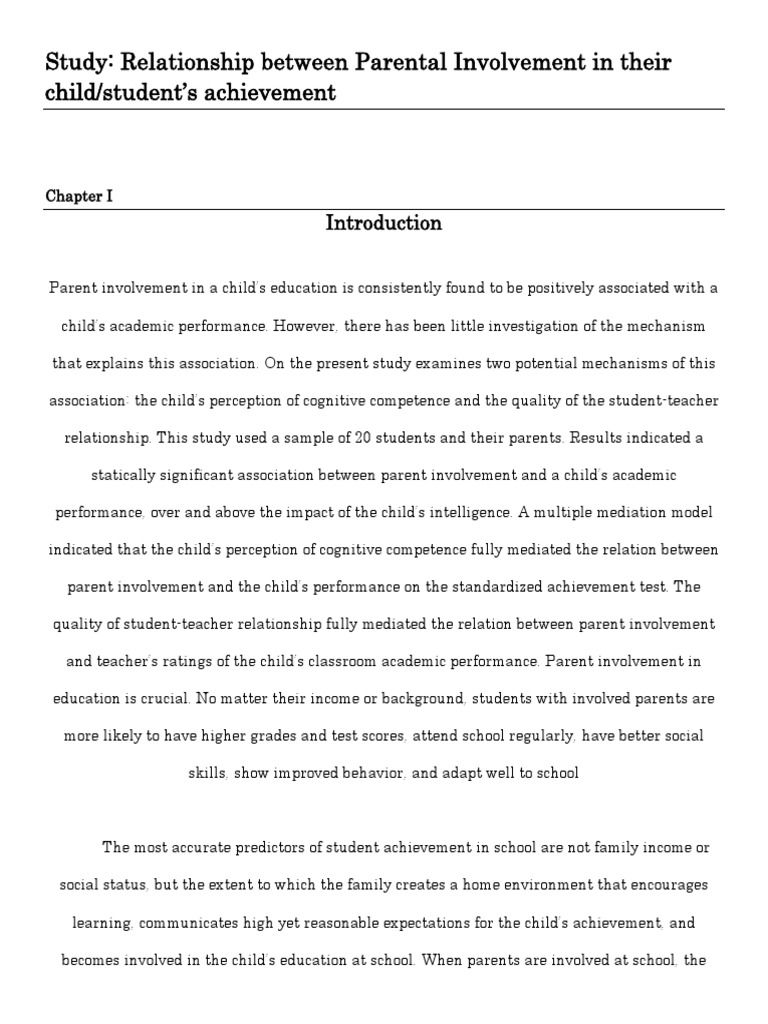 Parental Involvement and Child Achievement | PDF | Teachers | Family