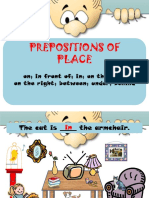 Prepositions of Place - Cat, Armchair, Table, Picture, Mirror Locations