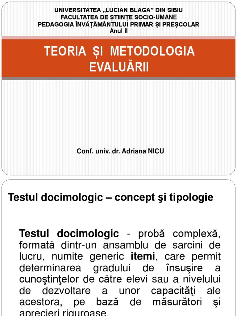 Testul Docimologic. Itemi de Evaluare | PDF