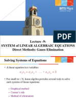 Lecture - 9: System of Linear Algebraic Equations Direct Methods: Gauss Elimination