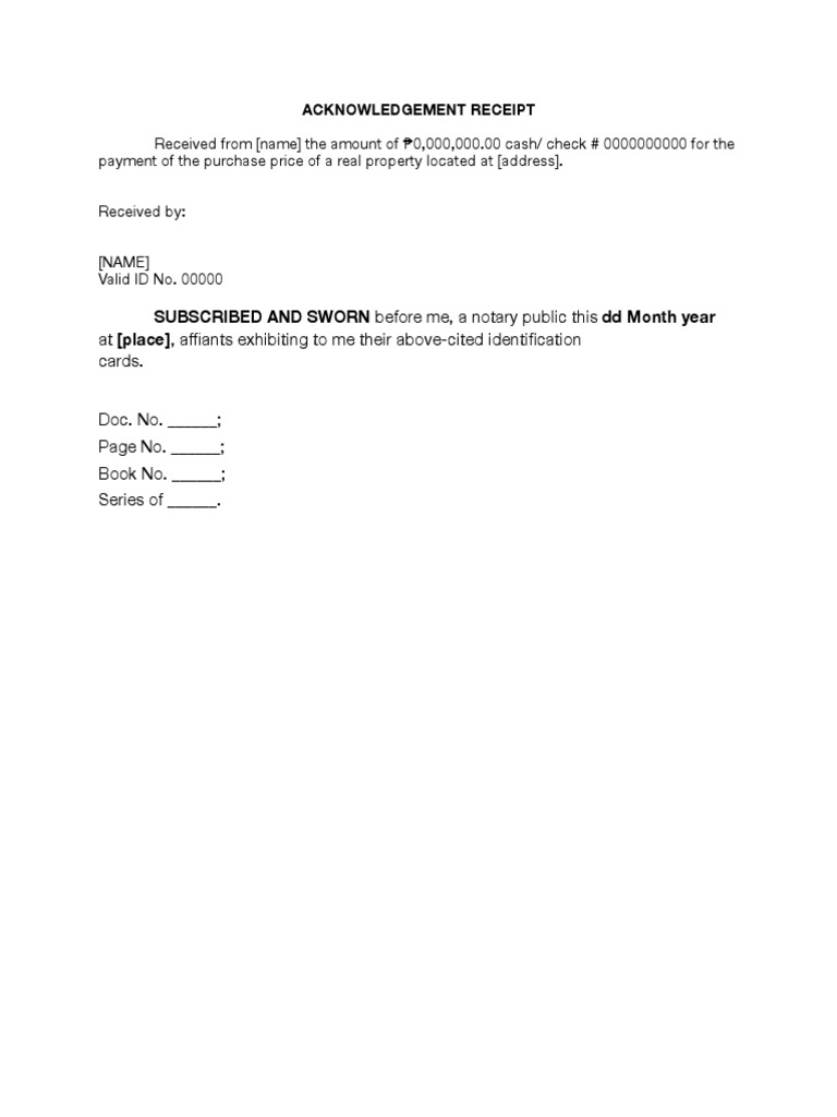Acknowledgement Receipt for Property Payment | PDF | Law