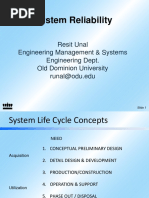 System Reliability: Resit Unal Engineering Management & Systems Engineering Dept. Old Dominion University Runal@odu - Edu