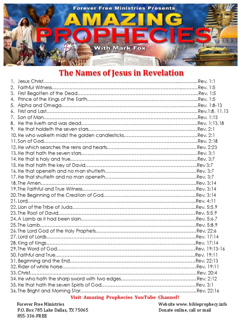 The Names of Jesus in Revelation: Visit Amazing Prophecies Youtube ...