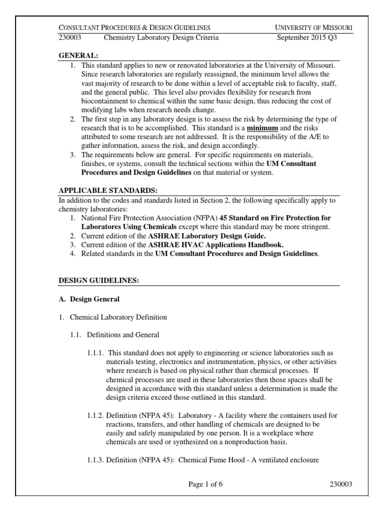 Chemistry Lab Design Guide | PDF | Ventilation (Architecture ...