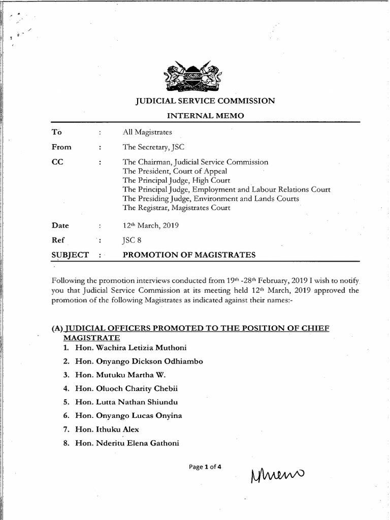 List of Promoted Magistrates