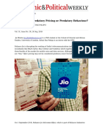 Reliance Jio - Predatory Pricing or Predatory Behaviour