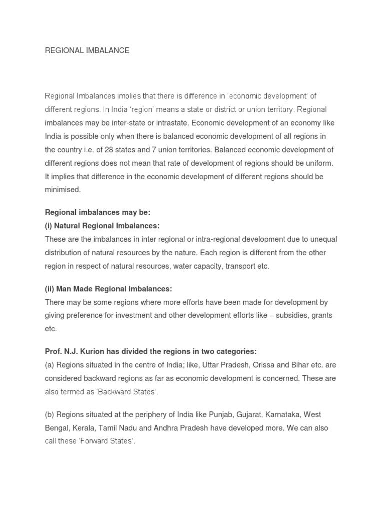 Regional Imbalance | PDF | Economic Development | Economies