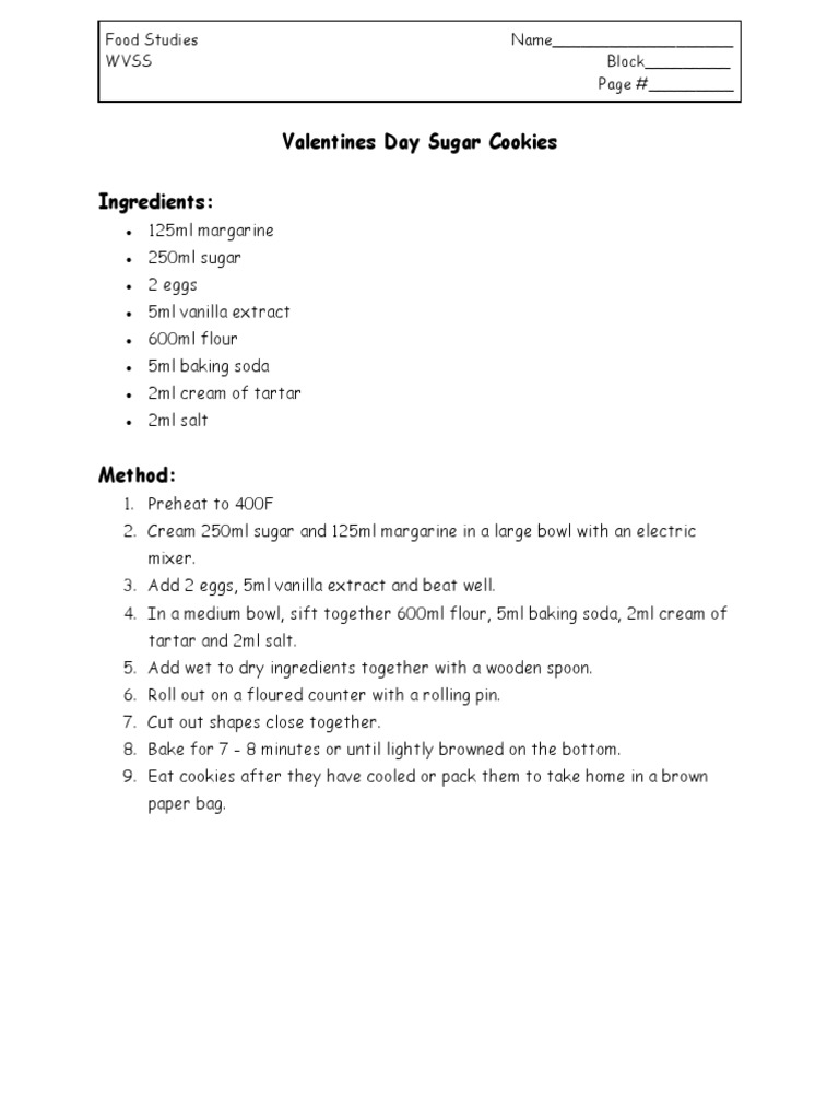 Valentine's Day Sugar Cookies Recipe | PDF