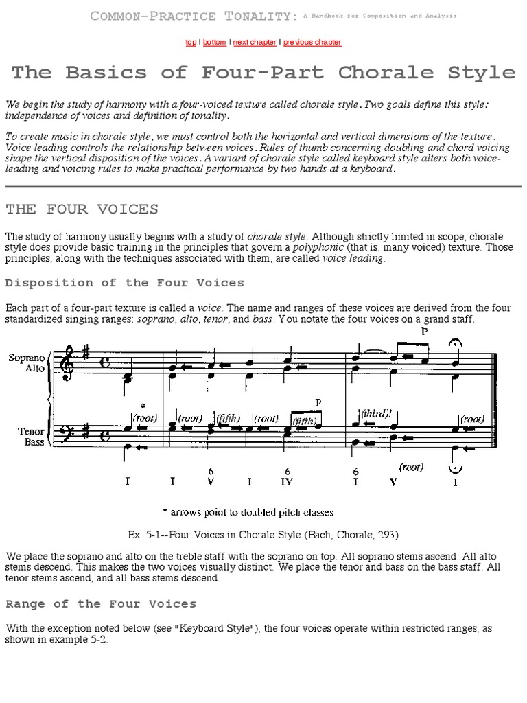 Four-Part Chorale Writing Essentials | PDF | Chord (Music) | Interval ...