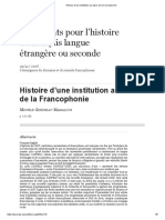 Histoire D'une Institution Au Cœur de La Francophonie