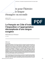 Le Français en Côte D'ivoire - de L'imposition À L'appropriation Décomplexée D'une Langue Exogène