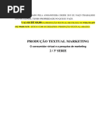 PRODUÇÃO TEXTUAL MARKETING R$ 60,00 - WPP (92) 99468-3158 O consumidor virtual e a pesquisa de marketing