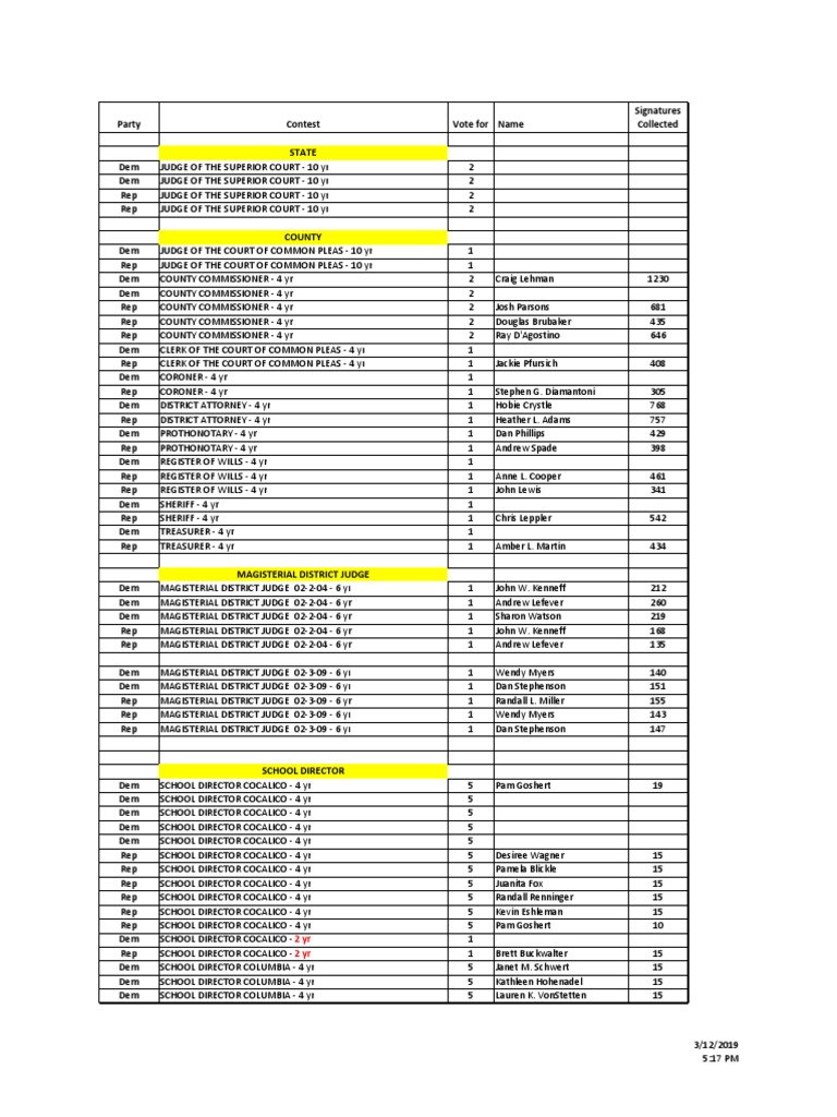 Lancaster County Primary Candidates PDF Courts Practice Of Law