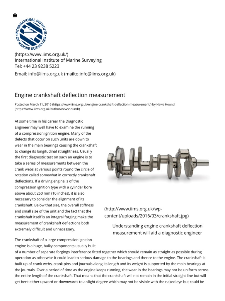 Crankshaft Deflection Measurement Guide | PDF | Bearing (Mechanical ...