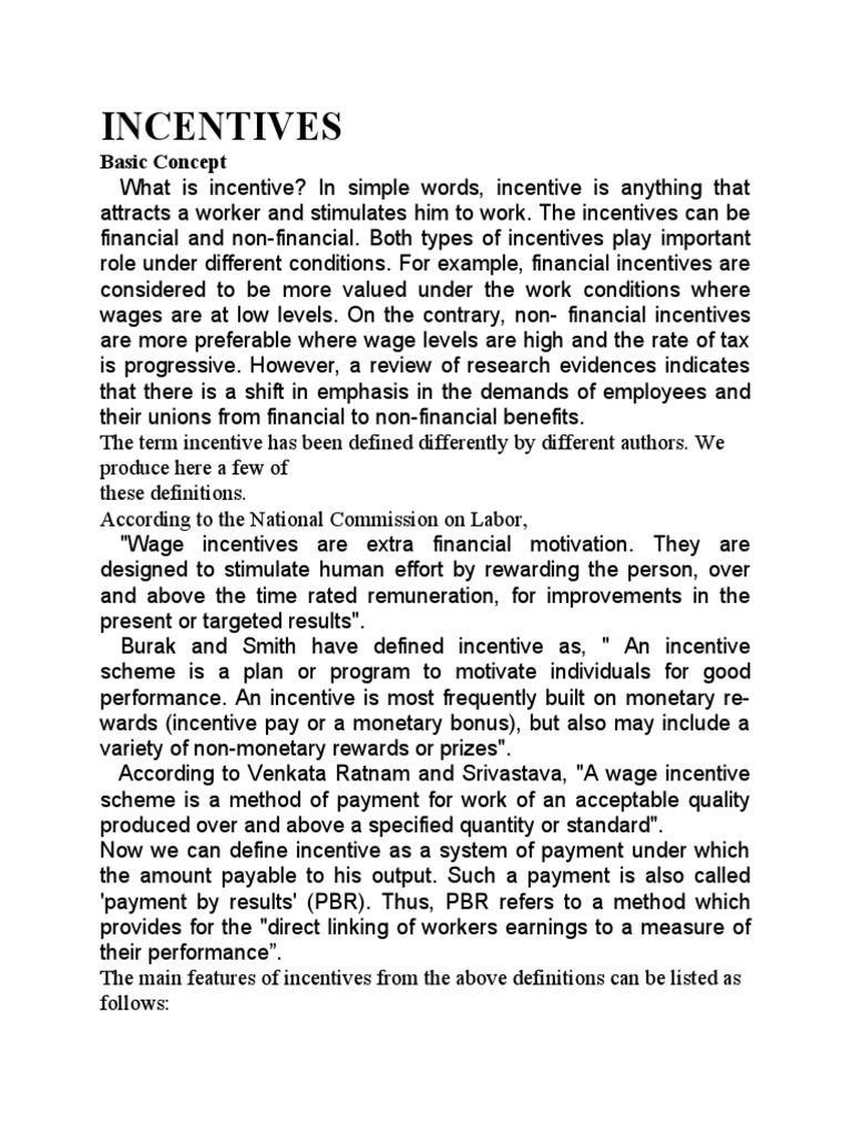 Incentive Scheme Pdf Incentive Employment