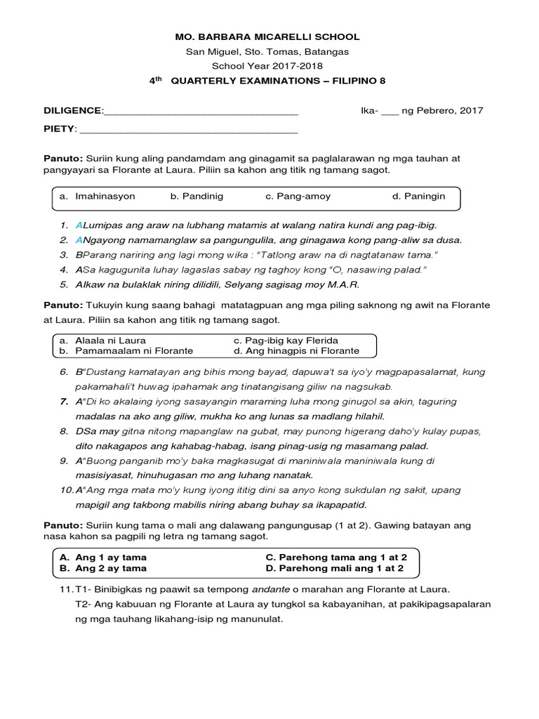 Pagsusulit Sa Araling Panlipunan | PDF