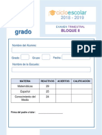 Examen Trimestral Segundo Grado Bloque II 2018-2019