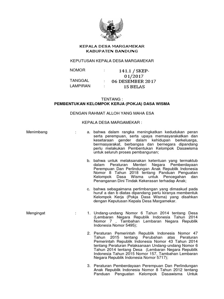 Contoh Sk Dasawisma Dunia Sosial