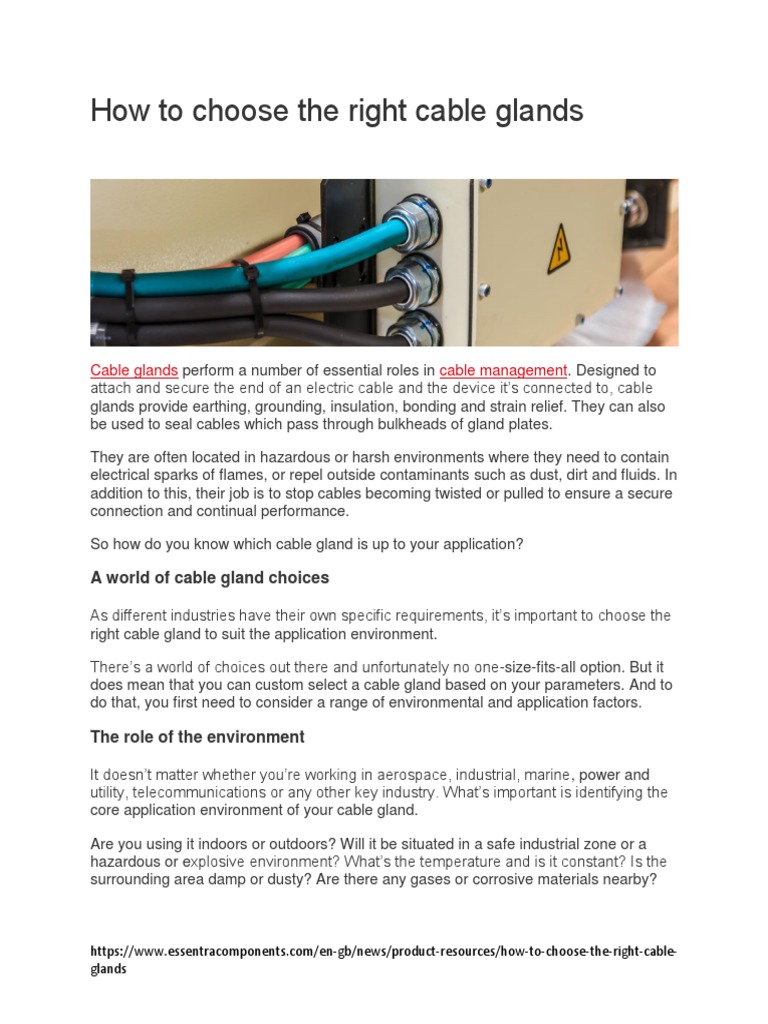 How To Choose The Right Cable Glands Electromagnetic