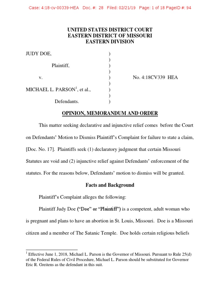 Order Granting MTD PDF Free Exercise Clause Complaint