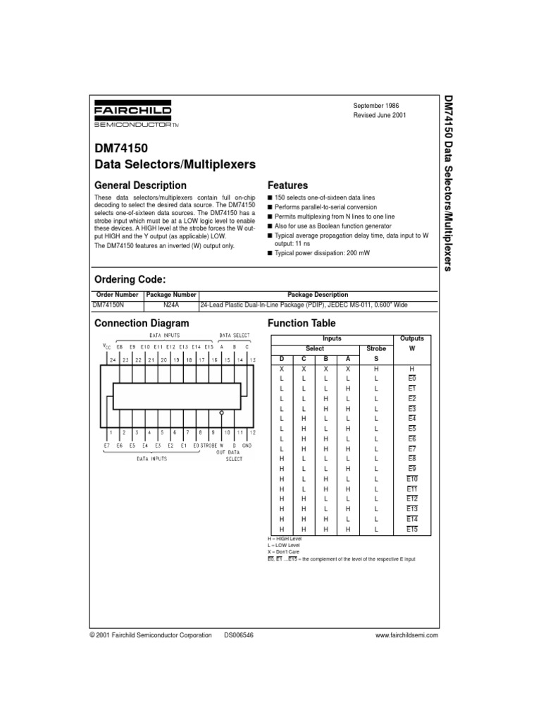 DM74150 Data Selectors - Multiplexers | PDF | Electrical Circuits ...