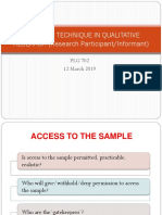 Sampling Technique in Qualitative RESEARCH (Research Participant/Informant)