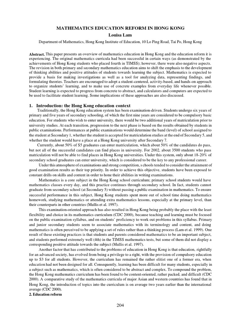 Hong Kong Mathematics Curriculum Reform | PDF | Fraction (Mathematics ...