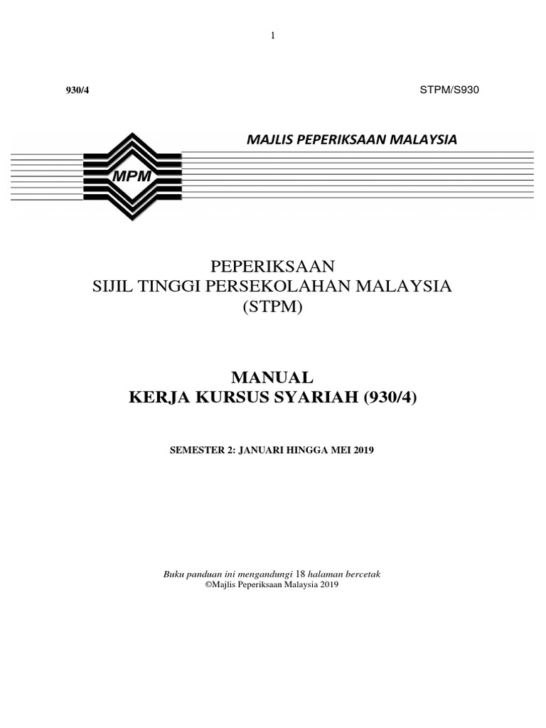 Manual Pelaksanaan Kerja Kursus Syariah