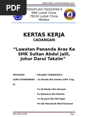 Kertas Kerja Cadangan Lawatan Pra U Pdf