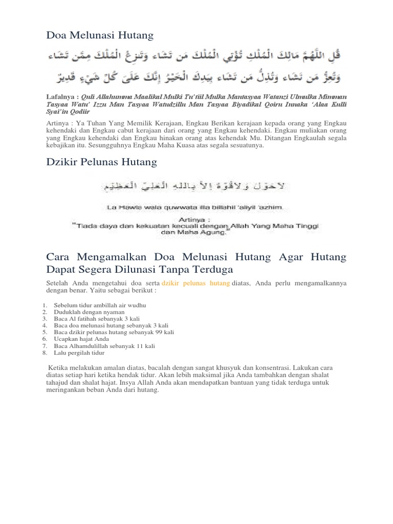 Doa Pelunas Hutang : Doa Melunasi Hutang Docx