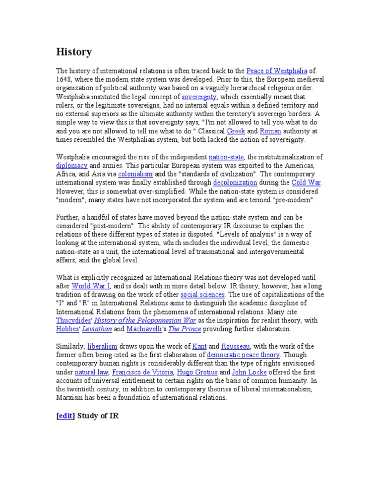 Evolution of International Relations | PDF | International Relations ...
