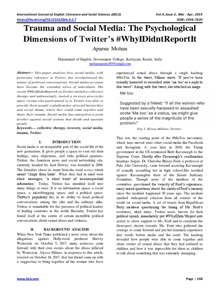 Trauma and Twitter's #WhyIDidntReportIt | PDF | Psychological Trauma ...
