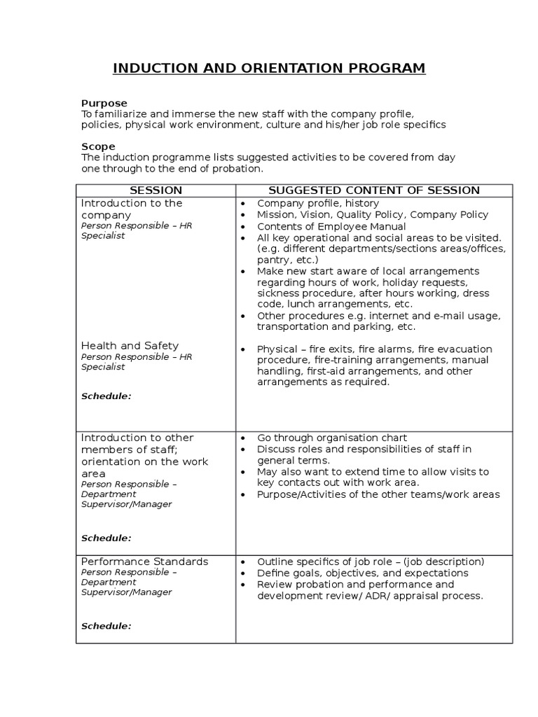 Induction Program | PDF | Employment | Business