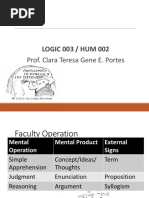 LOGIC 003 / HUM 002: Prof. Clara Teresa Gene E. Portes