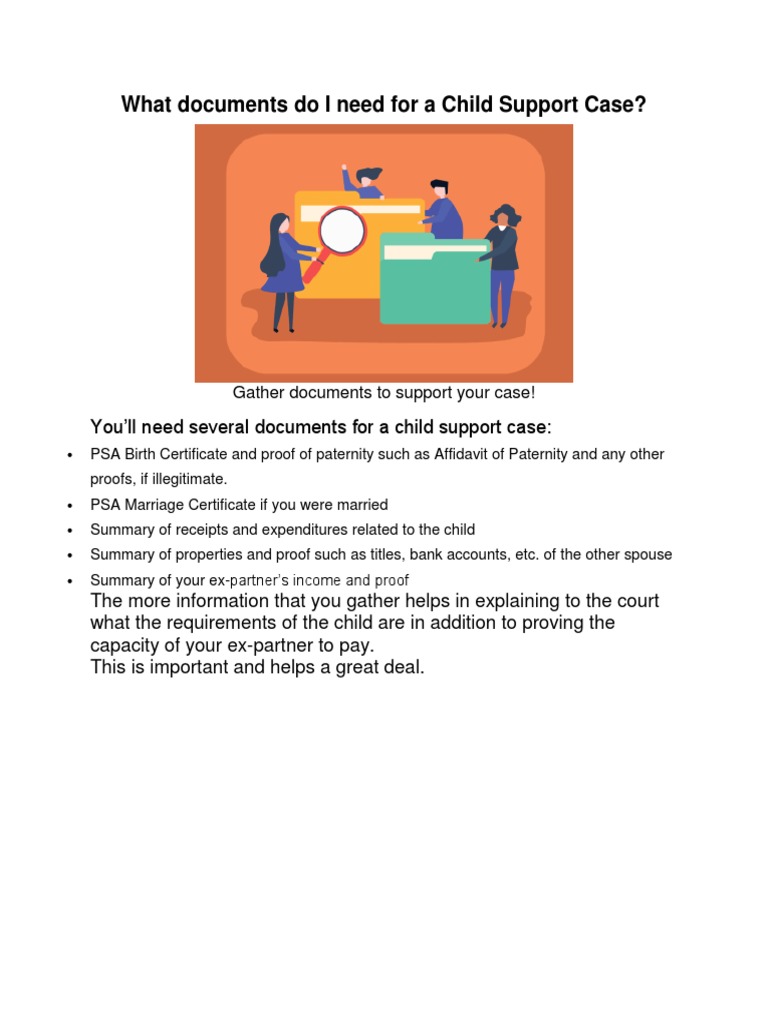 What Documents Do I Need For A Child Support Case 03.13.19 | PDF