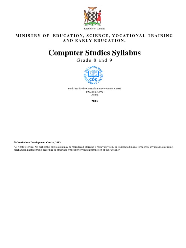 Grade 8 and 9 Computer Studies Syllabi | PDF | Spreadsheet | Computer ...