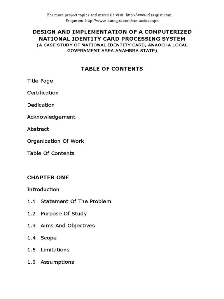 Design and Implementation of Computerized National Identity Card | PDF ...