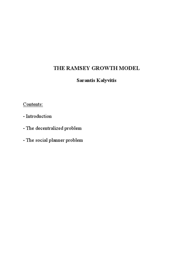Ramsey Growth Model Overview | PDF | Risk Aversion | Labour Economics
