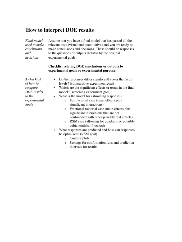 Interpreting DOE Results Effectively | PDF