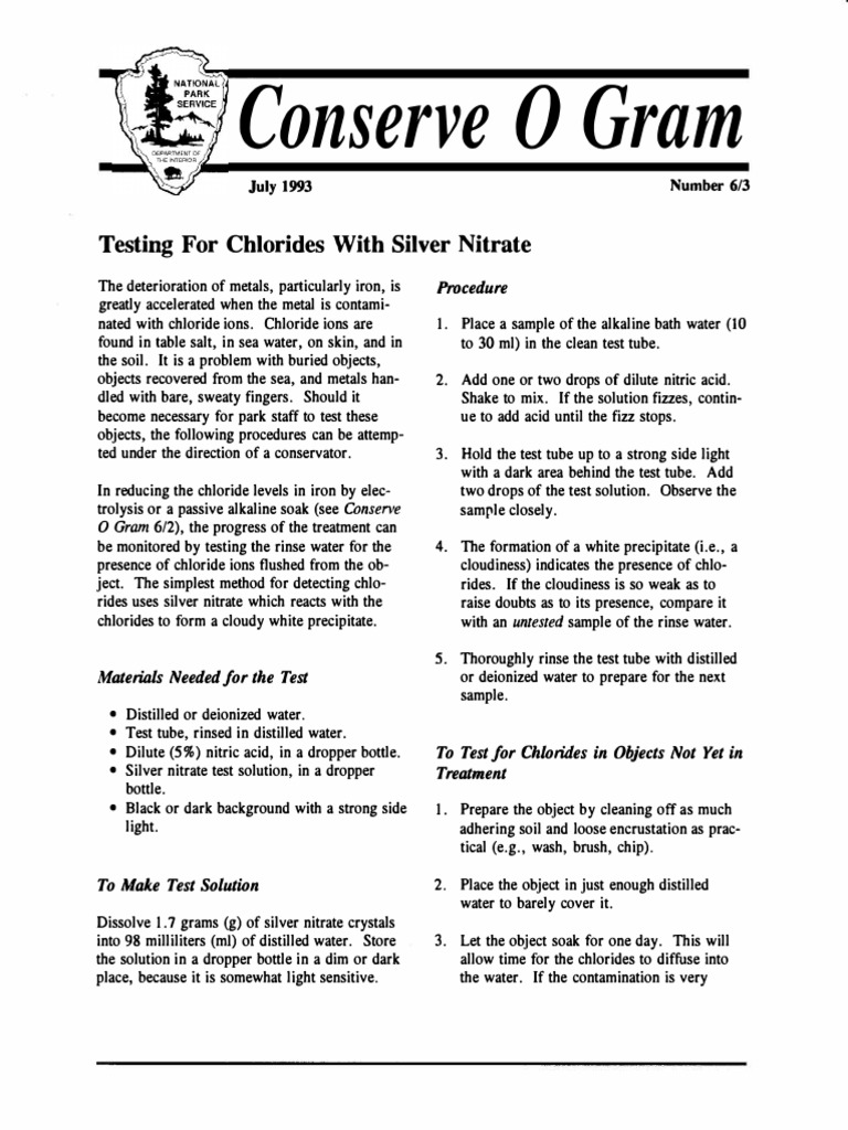 Silver Nitrate Chloride Testing Guide | PDF | Parts Per Notation | Silver